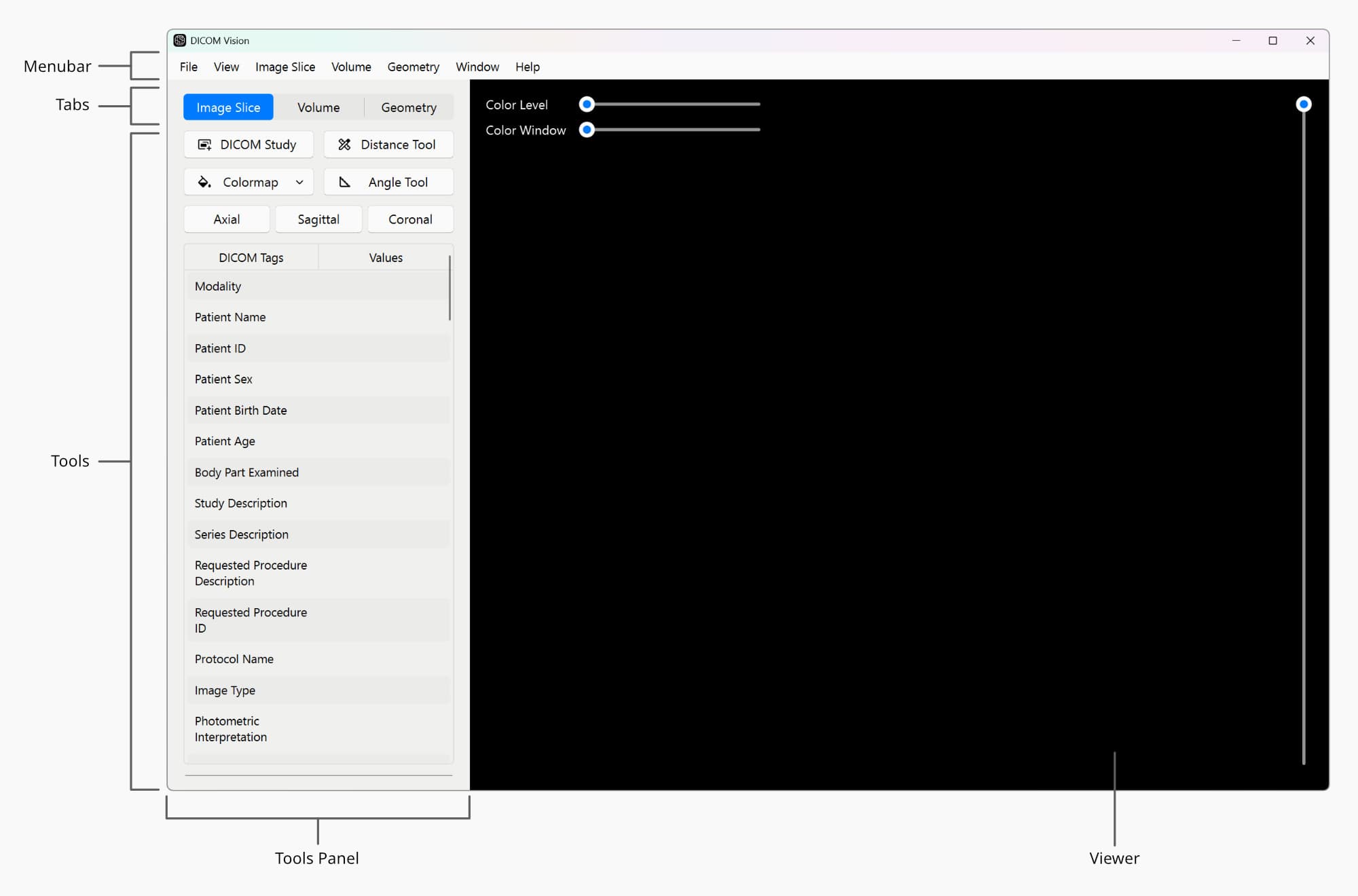 DICOM Vision Windows Interface