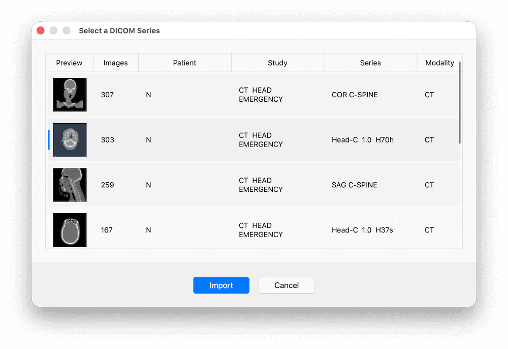 Select DICOM Series - DICOM Vision